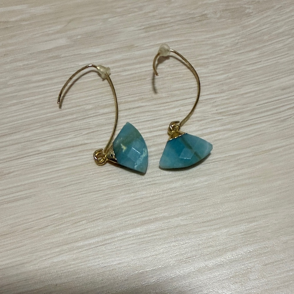 3/$10 Boho Turquoise Stone Gold Dangle Earrings - Picture 3 of 5